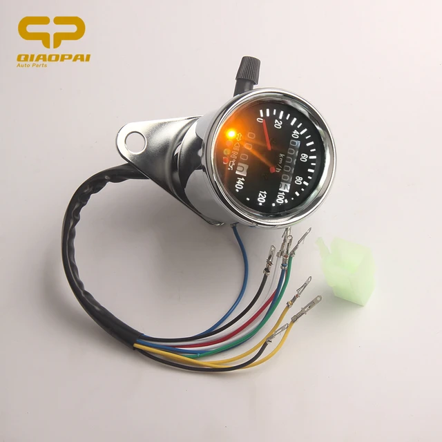 Compteur de vitesse LED pour moto, cuivre rétro, jauge d'odomcirculation,  instruments de moto universels, 0 ~ 140 km/h, 12V