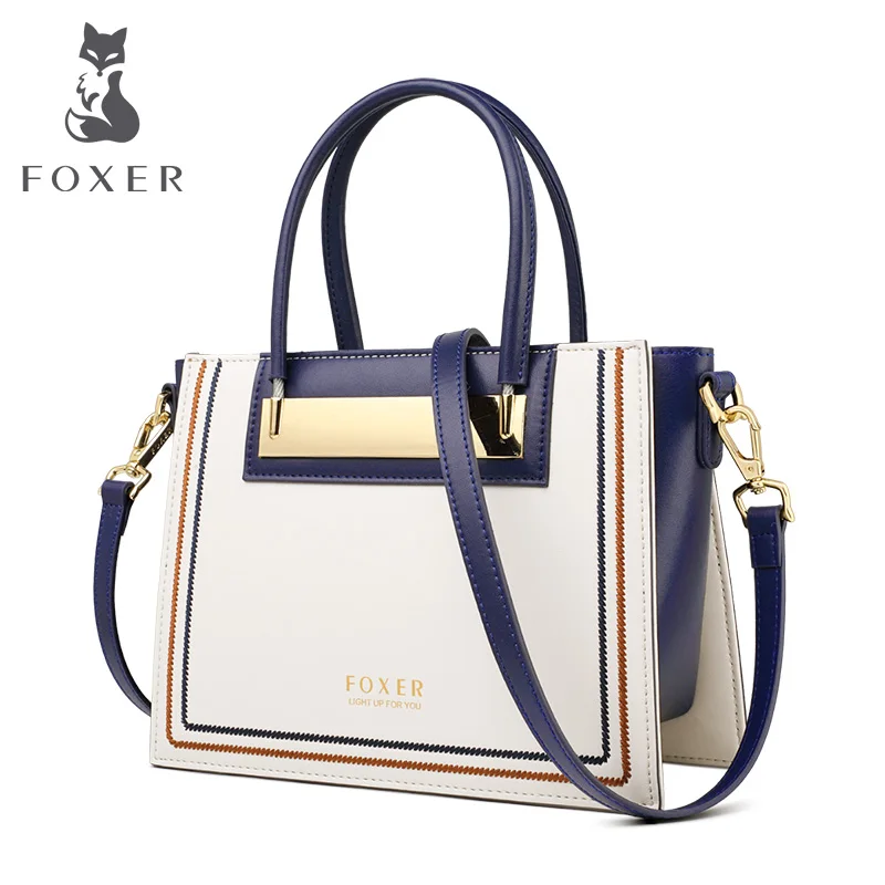 FOXER, Воловья кожа, Офисная Леди, шикарный кошелёк, роскошные сумки-мессенджеры для модных женщин, Вместительная женская сумка, элегантные сумки
