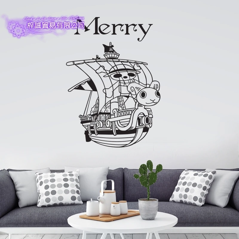 DCTAL ONE PIECE Merry Decal Japanese Cartoon Wall Sticker Vinyl Decal Decor Home Decorative Decoration