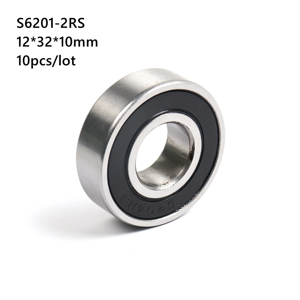 

10 шт./лот ABEC-5 S6201RS S6201-2RS 12*32*10 мм из нержавеющей стали глубокий шаровой подшипник 12x32x10мм