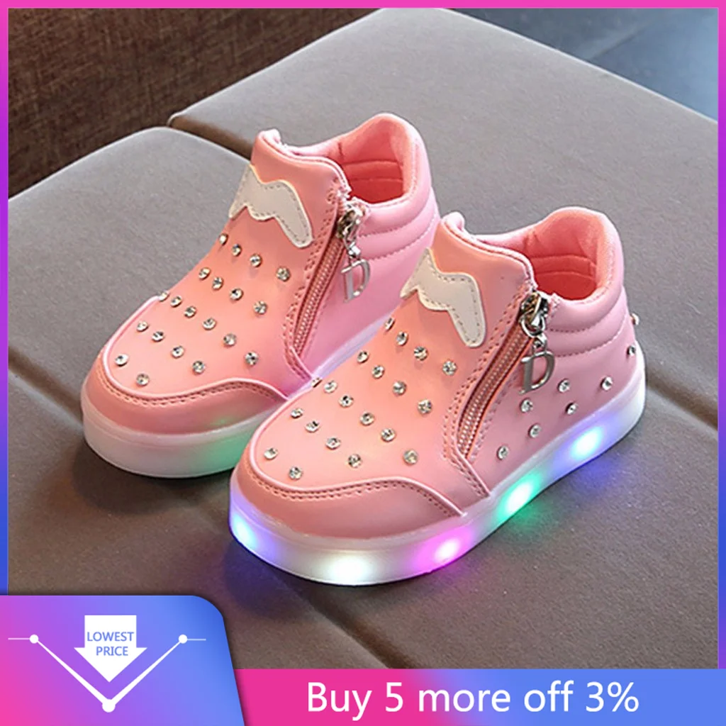 Детская обувь для малышей модные кроссовки детей девочек и мальчиков светящиеся