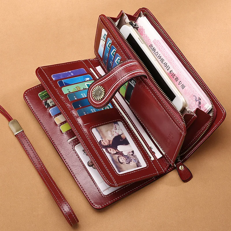 New Women's Wallet Long Leather Zipper Wallet Coin Multi-card Position Multi-functional Large Capacity Handbag