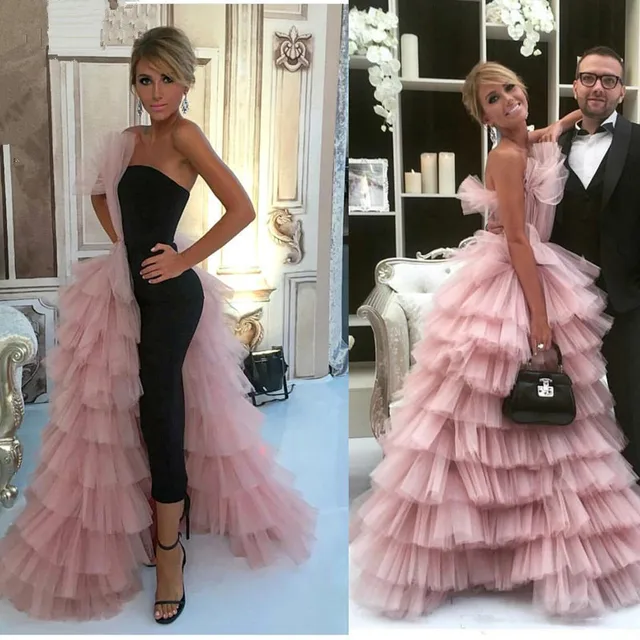 Pink Black Formal Celebrity Dresses 