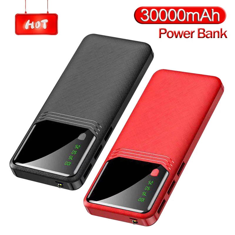 Портативное зарядное устройство большой емкости 30000 мАч 3 USB батареи для зарядки