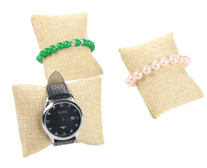 Factory Price Watch Pillow Velvet/Linen Watch Bracelet Jewelry Pillow Display Stand Holder For Bracelets BOX Organizer Show Rack