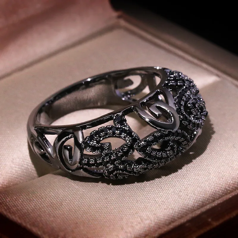 Exaggerated Personality Ring Tungsten Black Zircon Hollow Woven Pattern Retro Ring Wedding Jewelry Gift Ladies wedding rings silver rings silver ring gold plated rings gold plated silver ring gold rings golden ring gemstone ring moissanite ring emerald gemstone ring jade ring magic ring rotating ring enamel butterfly ring pentacle ring viking runes ring metal flower ring silver cross ring silver heart ring silver rose ring silver plated ring rose flower ring smart ring spiked defense ring 3d carved necklace ring