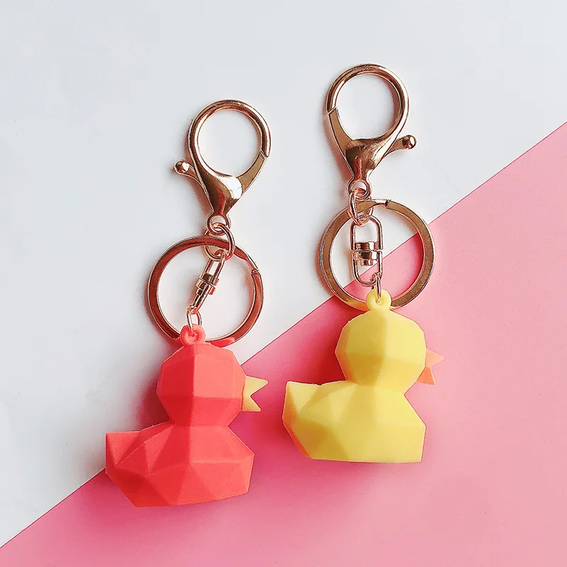 2020 Creative Cute Key Chain Cartoon Geometric Silicone Duck Keychains