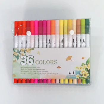 

36 colors Brush Pens Set Dual Tips Soft Fine Markers Pen Drawing Watercolour for Draw Coloring Books Design Art Supplies