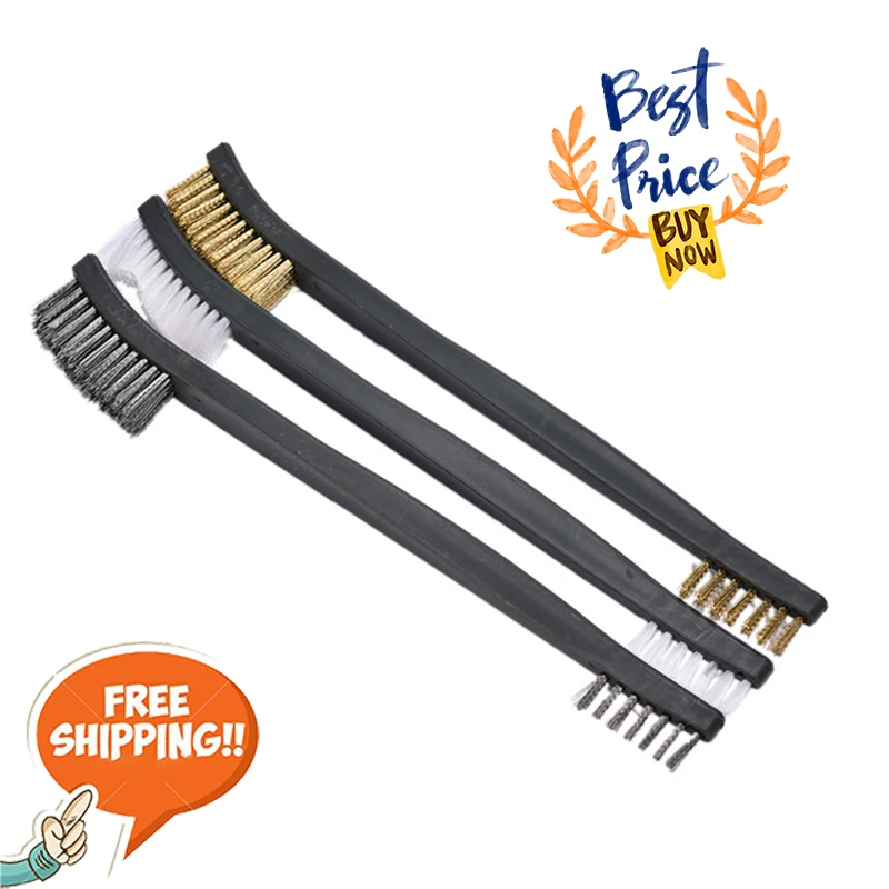 Juego de cepillos de alambre para limpieza de nailon, 3 uds., cepillo para óxido, limpieza de metales, molinillo