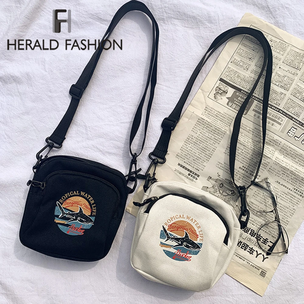 

Herald Fashion Women Canvas Messenger Bag Korean Mini Student Bag Cell Phone Bags Small Crossbody Bags Casual Shoulder Bag New