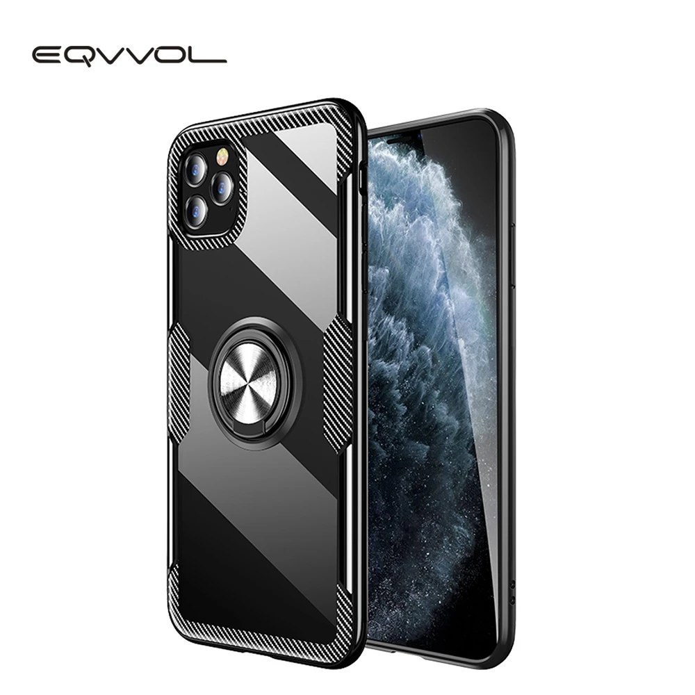 

For iPhone 11 Pro MAX Case Transparent Tempered Glass Back Cover For iPhone XS XR X 8 7 6 6S Plus Car Magnetic Ring Holder Case
