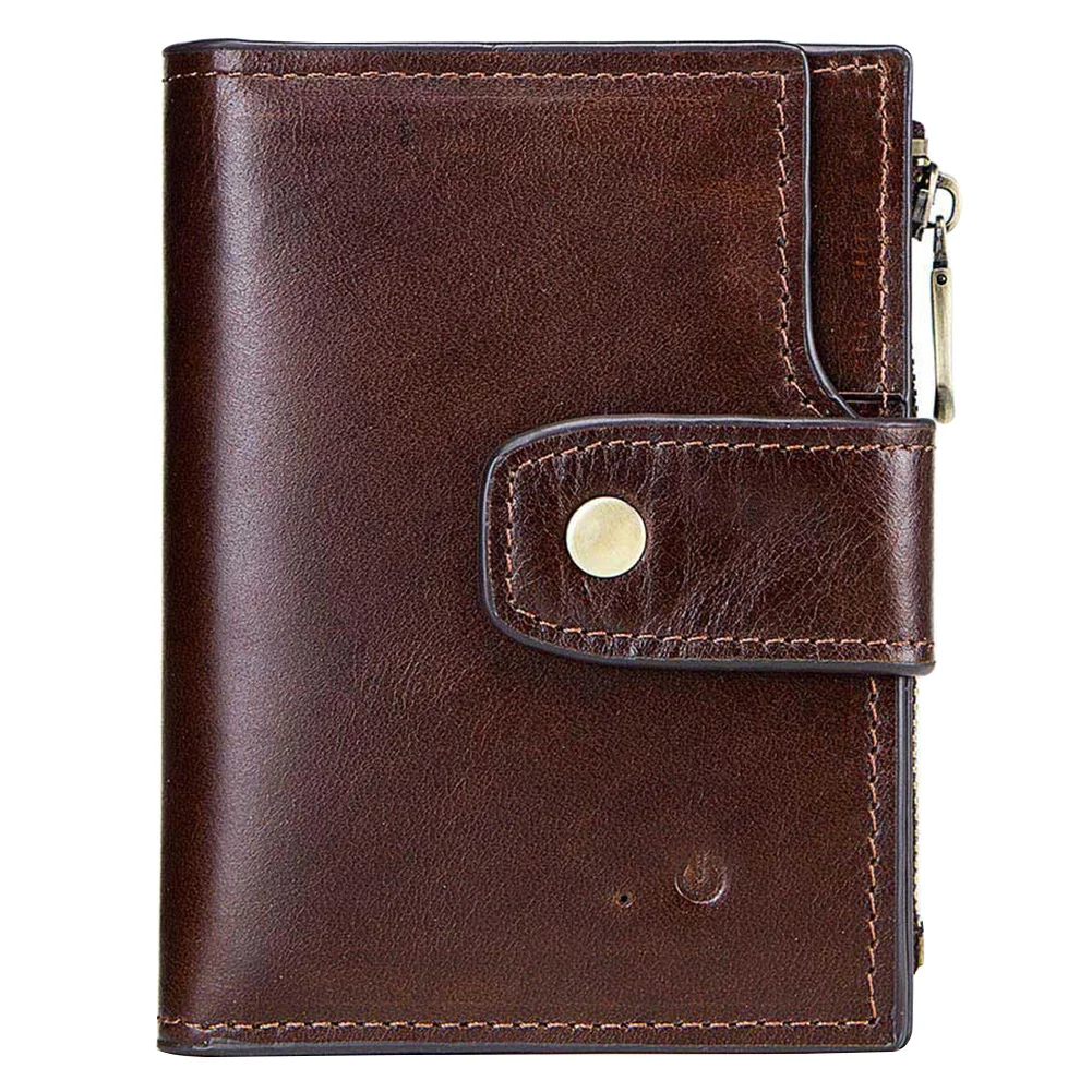 

Men Alarm Zipper GPS Locator Smart Wallet Large Capacity Card Slots Bluetooth Foldable USB Interface Faux Leather Hasp Anti-lost