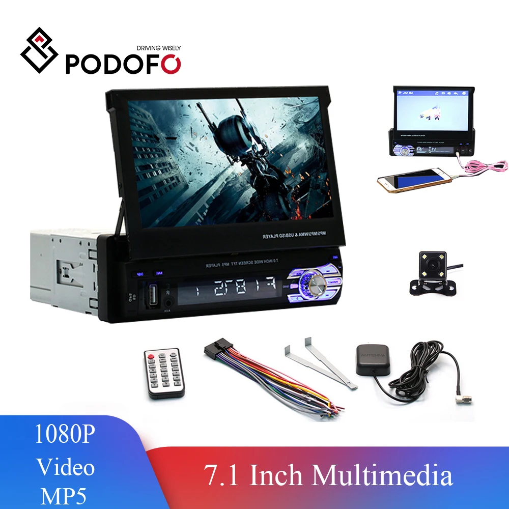  Podofo Auto Radio Spiegel Android Autoradio Multimedia Video Für Universal/VW/Toyota/FM/GPS/Bluetoo
