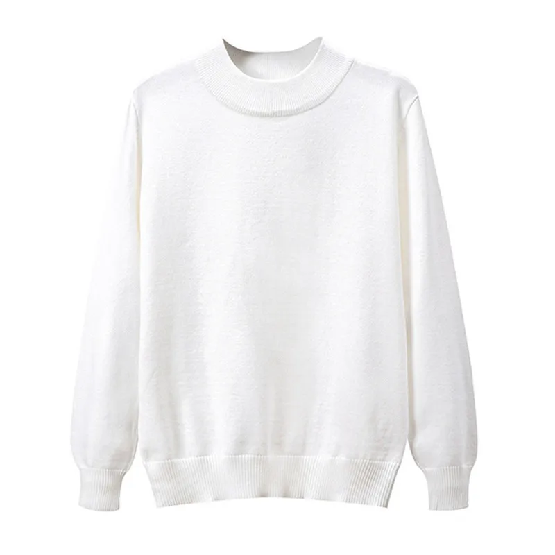 white SHIFUREN теплые полуводолазки пуловеры мужские свитера осень зима Pull Homme обтягивающие классические мужские трикотажные свитеры - Цвет: white