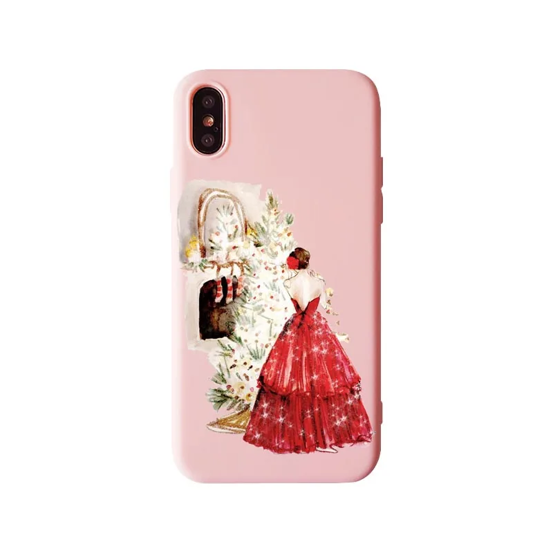 TPU Vogue чехол для девушек для iPhone 11Pro Max XS MAX XR Merry Christmas new year elk розовый мягкий Рождественский подарок девочка телефон чехол для iPhone SE 6 6S Plus 7 8 Plus - Цвет: TPU