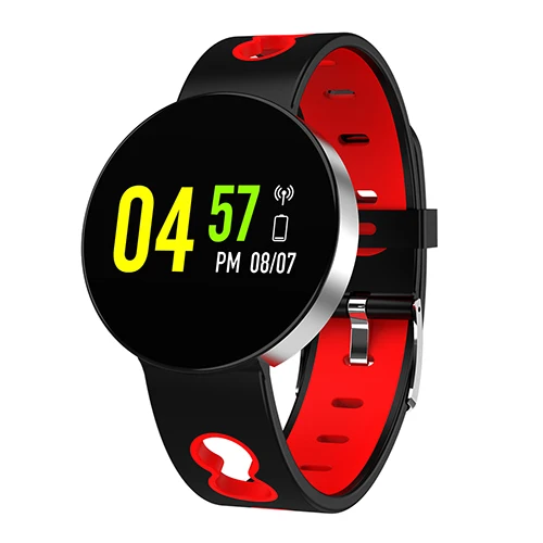 silver red Новые водонепроницаемые круглые Смарт-часы с Bluetooth, спортивные Смарт-часы, пульсометр, монитор артериального давления, фитнес-трекер для мужчин и женщин - Цвет: silver red