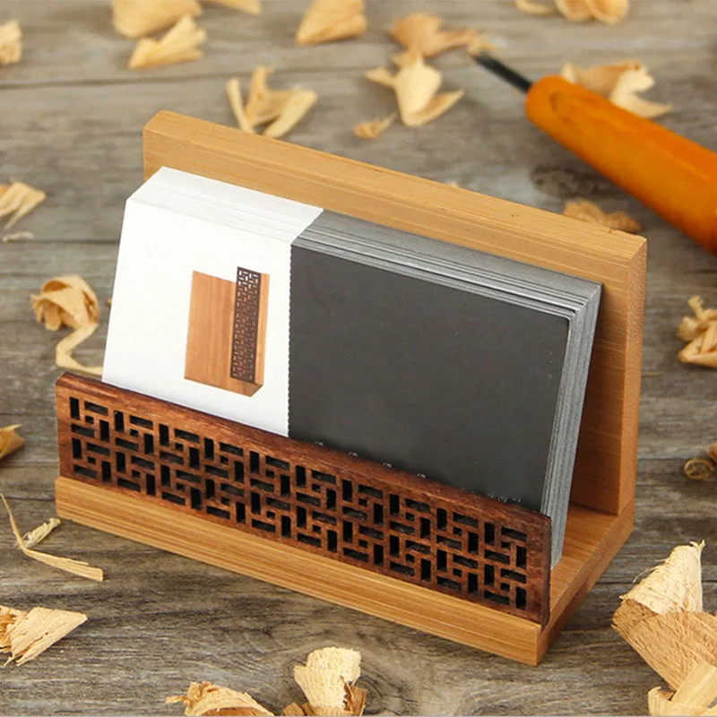

Wooden Business Card Display Holder Professional Black Walnut Naturals Bamboo Cards Case ING-SHIPPING