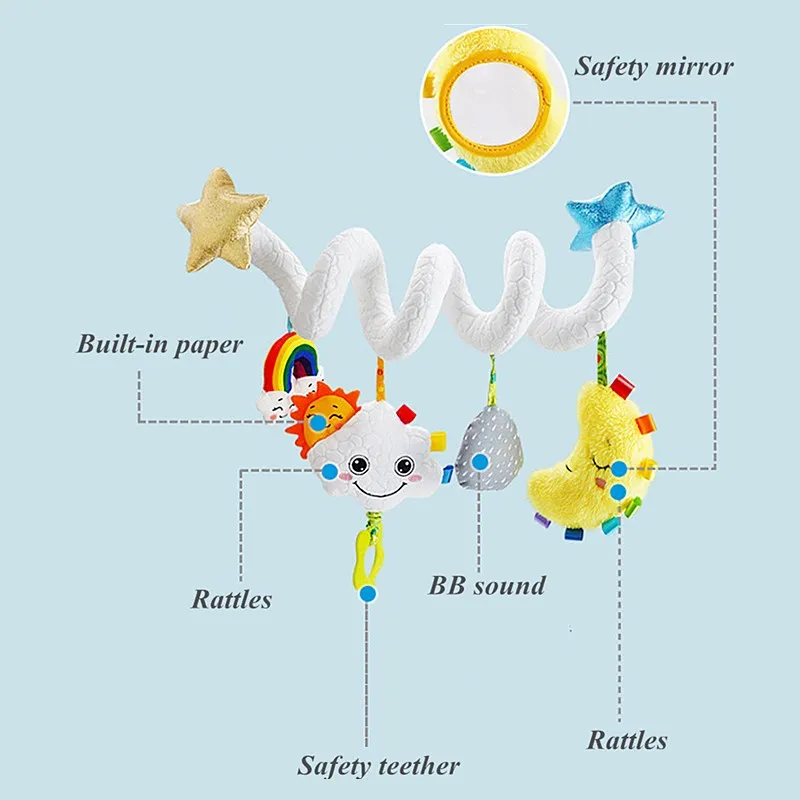 Детские игрушки для младенцев кроватки мобильные телефоны музыка плюшевая погремушка для кроватки коляска игрушка спираль для новорожденных подвесное сиденье в автомобиль колокольчик обучающая игрушка