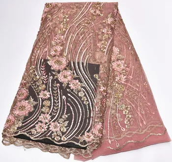 

Beautiful african french lace with stone african lace fabric 2019 high quality 5yards nigerian lace fabric for wedding PS-Q271