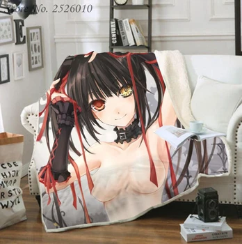 

Throw blanket Anime DATE A LIVE 3D Velvet Plush Blanket Bedspread For Kids Girls Sherpa Blanket Couch Quilt Cover Travel 08