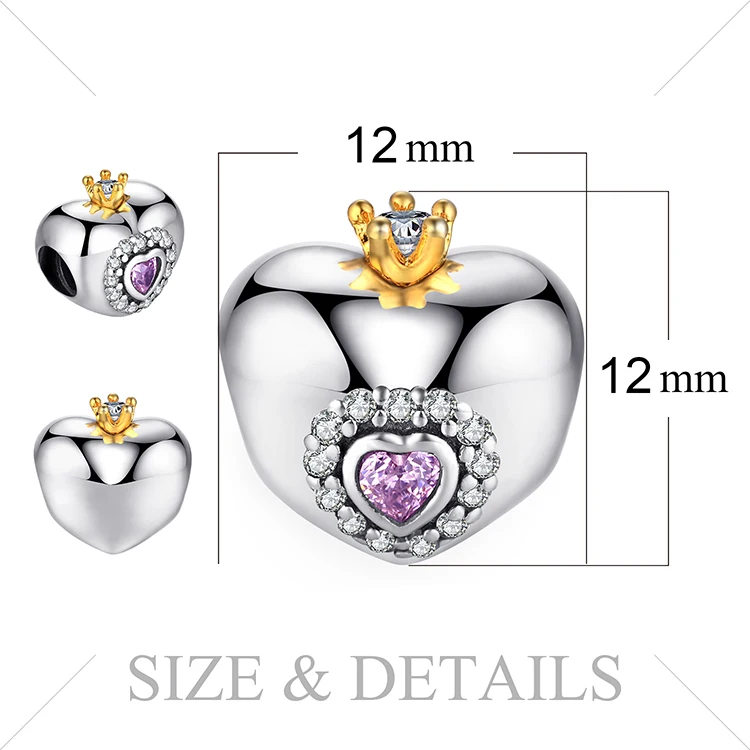 Jewelrypalace стерлингового серебра 925 сердце сцепления блеск розовый жемчужный бисер Шарм Fit Браслеты подарки для Для женщин Юбилей