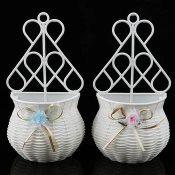 

Hanging flower basket Garden Party Handmade DIY Vase Sundries Organizer Wall Hanging Artificial Rattan Home Decor Pots