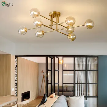 

Living Room Luxury Copper G9 Led Chandelier 4/6/8 Light Amber Ceiling Chandelier Lamparas Lighting Lustre Luminarias Fixtures