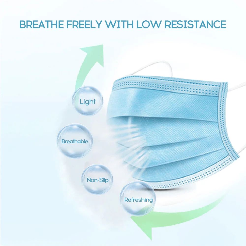 

Disposable Masks 10/50 pcs Mouth Mask 3-Ply Anti-Dust Nonwoven Elastic Earloop Salon Mouth Face Masks