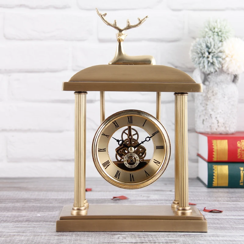 Creative Metal Clock with Deer Living Room TV Cabinet Desk Decoration Creative Desk Clock Ornaments Deer Clock Best Gift Creative Metal Clock with Deer Living Room TV Cabinet Desk Decoration Creative Desk Clock Ornaments Deer Clock Best Gift
