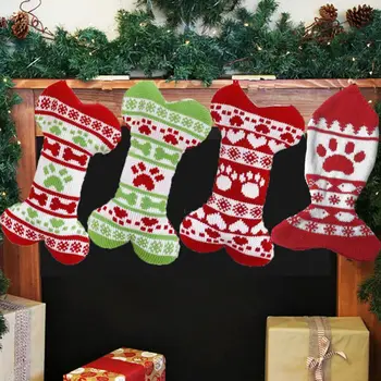 

New Christmas Socks Pet Socks Knitted Christmas Decoration Socks Gift Socks Wool Socks Jacquard Christmas Pet Socks Gift Bag
