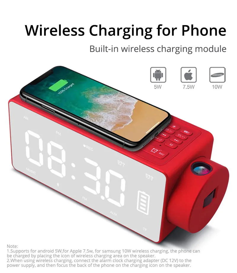 Беспроводная зарядка Будильник Bluetooth динамик стерео портативный динамик беспроводной сабвуфер микрофон TF радио динамик s HiFi