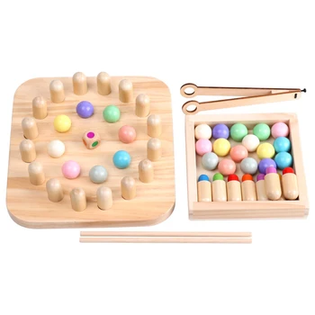 

Interactive Montessori Toy Travel Portable Practice Chopsticks Color Cognitive Ability Funny Memory Chess Wooden Gift For Kids