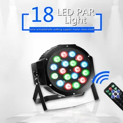 Lumière stroboscopique 18x3W RGBW Disco à 8 canaux DMX 512, éclairage de scène à effet stroboscopique avec télécommande 