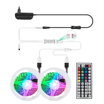 

5050 RGB LED Strip Light with IR remote DC 12V Power Adapter 5M 10M 15M LED Tape Lamp Backlight Flexible Waterproof Diode Ribbon