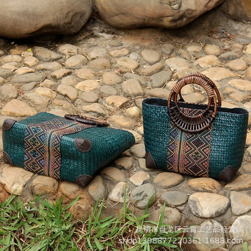 New style straw bag woven female bag Thailand rattan bag straw