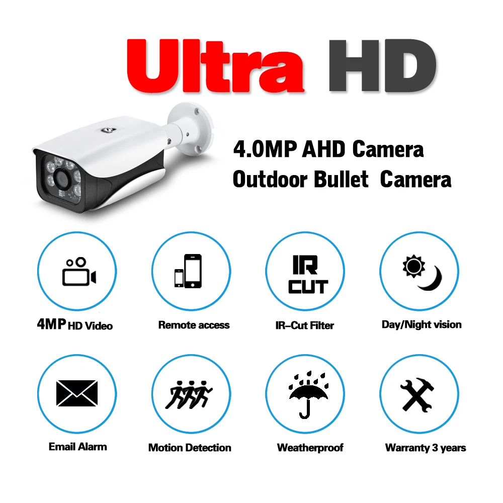  New Super AHD Camera HD 4MP Surveillance Outdoor Indoor Waterproof 6* Array infrared Security Camer