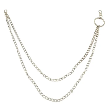 

Easy To Install Sliver Portable Space Saving Thick Waist Link Belt Hanging Hook Trousers Rock Punk Sturdy Indoor Pants Chain