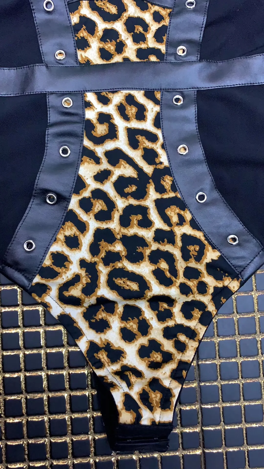 Cotton Elegant Designer Club Bandage Bodysuit Summer Style Fashion Sexy V Neck Patchwork Leopard Female Bandage Bodysuit