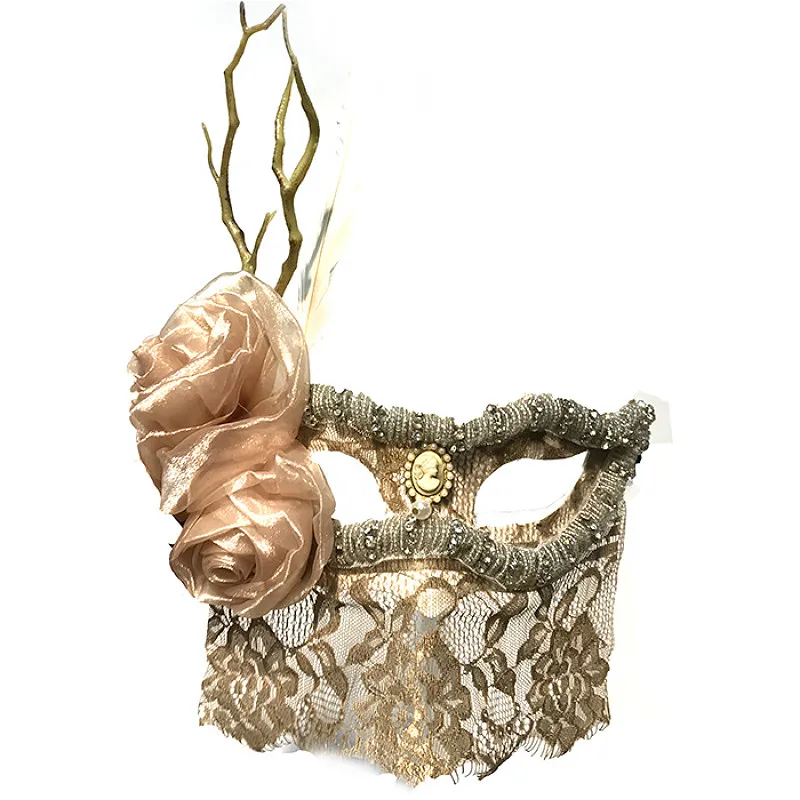 H3446 Halloween Christmas Mask Women Feather Flower Veil Masks Carnival Party Masquerade Cosplay Elegant Princess Accessories |