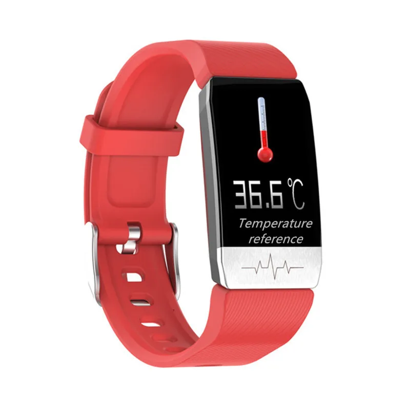 T1S Smart Watch Band With Temperature Measure ECG Heart Rate Blood Pressure Monitor Weather Forecast Drinking Remind Smartwatch 