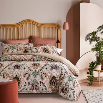

2/3pcs retro style home bed linen duvet cover set Classic Damascus printing Euro bedding set Linens bed Cover bed set Pillowcase