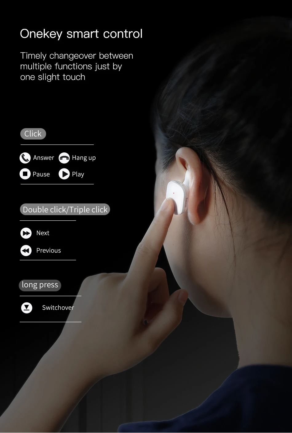 Baseus W02 TWS Bluetooth наушники беспроводные наушники с микрофоном интеллектуальное сенсорное управление hands-free Auriculares для телефона