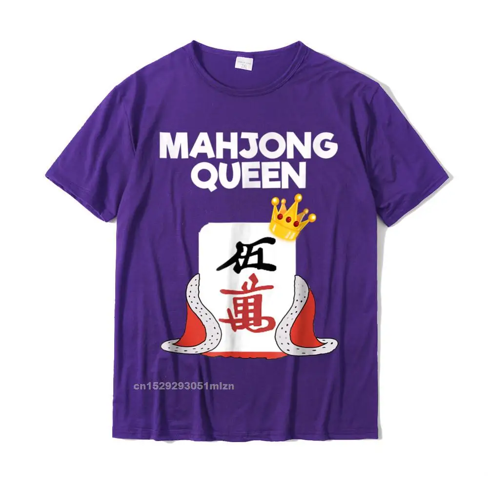 Latest Male Tops Tees Camisa Summer T Shirts All Cotton Short Sleeve Normal Tops T Shirt Round Collar Drop Shipping Mahjong T-Shirt - Funny Mahjong Queen__5233 purple