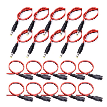 

10PCS 5.5x2.1mm 24CM 12V 5A DC Power Male Female Jack Cable Adapter for CCTV Security Camera