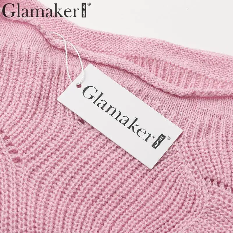 Glamaker вязаный свитер с рукавами «летучая мышь», розовые зимние вязаные пуловеры, теплая Сексуальная уличная одежда, джемпер, женский осенний свитер