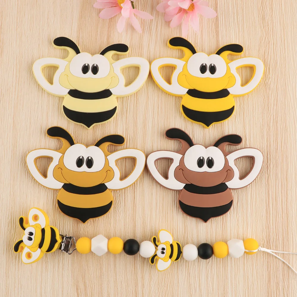 Kovict 1Pc Cartoon Animal Bee Silicone Teether Baby Rodent Teeth Care DIY Silicone Bead Nipple Chain Chew Toy best Baby Teething Items