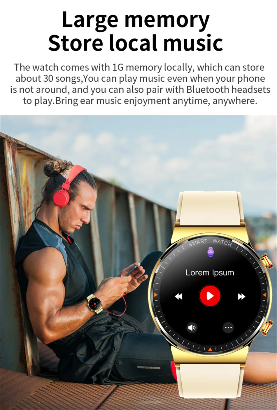 2022 New 454*454 HD Display Smart Watch Men Bluetooth Call IP68 Waterproof Music Player Connect Bluetooth Headset Smartwatch ECG