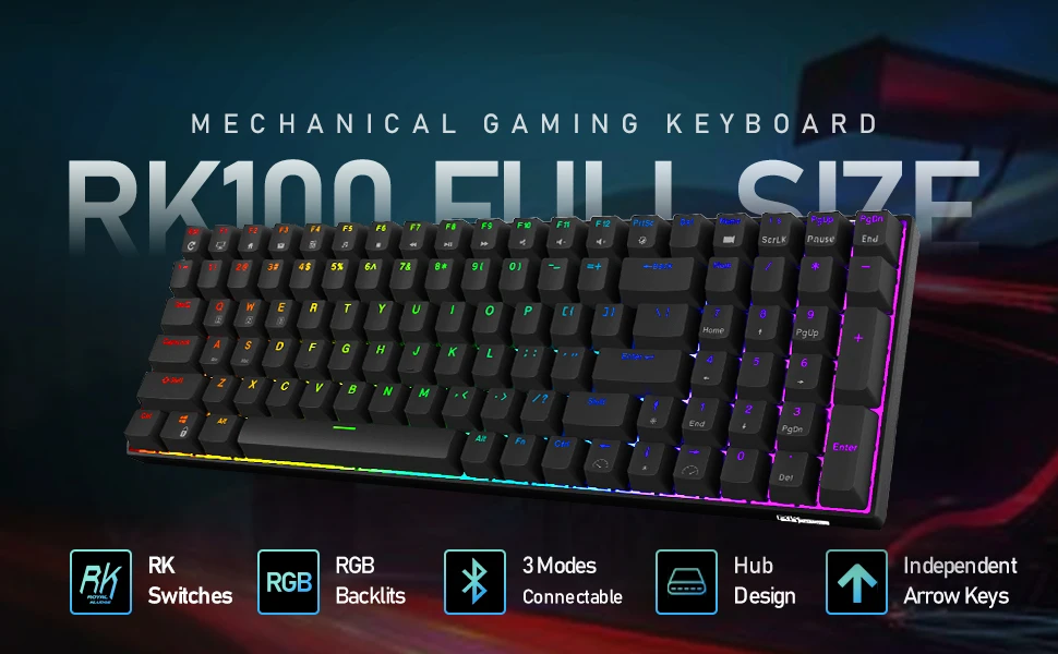 Rk61 2.4ghz Sans fil / bluetooth / filaire 60% Clavier mécanique, 61  touches 3 modes Connectable Hot Swappable Rgb Gaming Keyboard avec logiciel  programmable