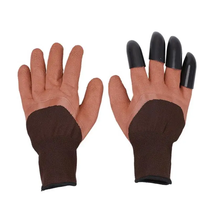 4/8 Hand Claw ABS Plastic Garden Rubber Gloves Gardening Digging Planting Durable Waterproof Work Glove Outdoor