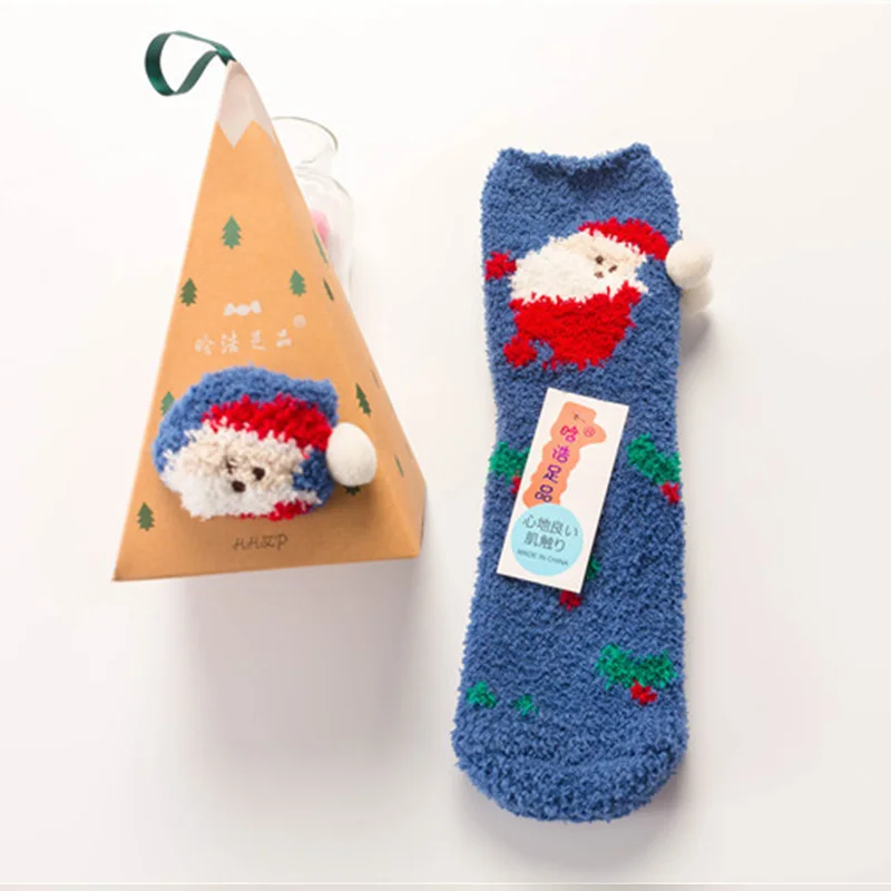 Рождественский подарок, женские носки, сохраняющие тепло, коралловый флис, утолщенный бархат, снеговик, животные, зимние носки, креативные милые носки, полотенце - Цвет: 14